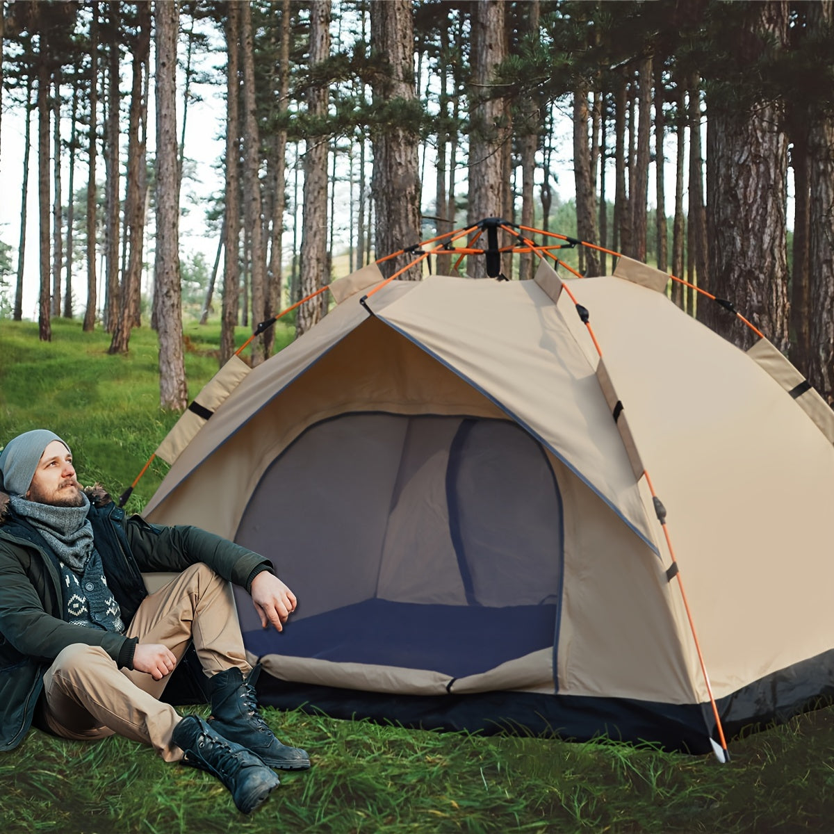 QuickCamp Zelt - Schnell aufzubauendes Zelt inklusive UV-Schutz für 4 Personen