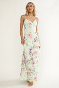 Damen Maxikleid mit Blumenmuster und Volants