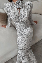 Maxikleid mit V-Ausschnitt, Puffärmeln und Blumenmuster