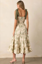 Maxikleid mit Blumenmuster in Grün