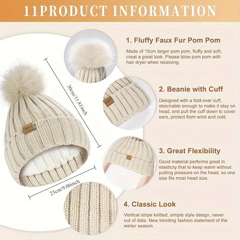 Lieke 3-in-1 Winterset – Warme Strickmütze, Schal sowie Handschuhe
