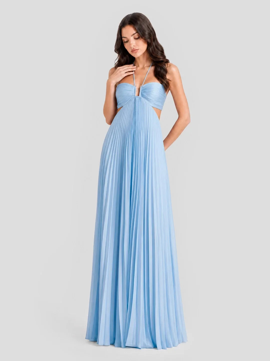 Maxikleid mit V-Ausschnitt und Neckholder