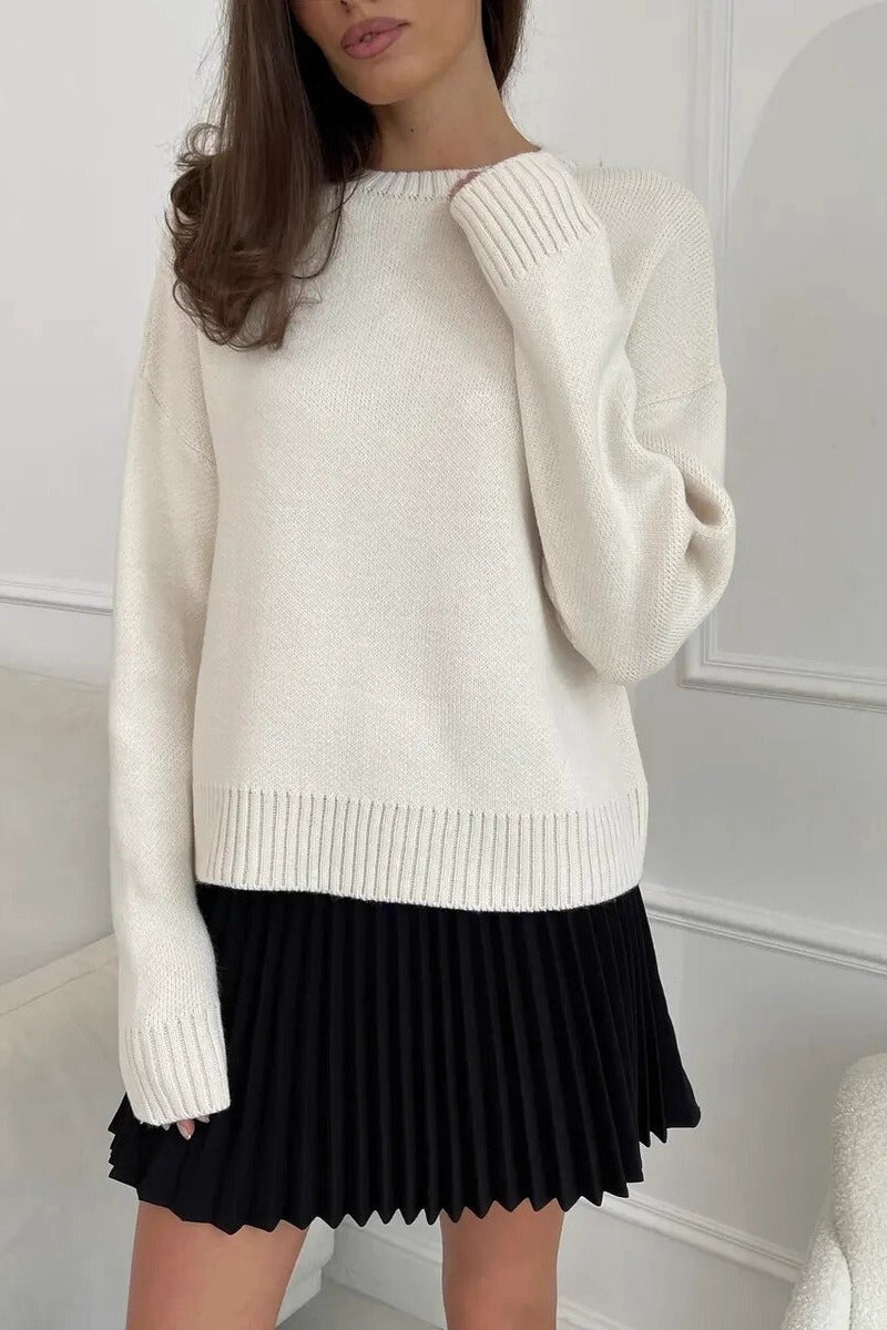 Locker geschnittener Pullover mit Strickstruktur in Weiß