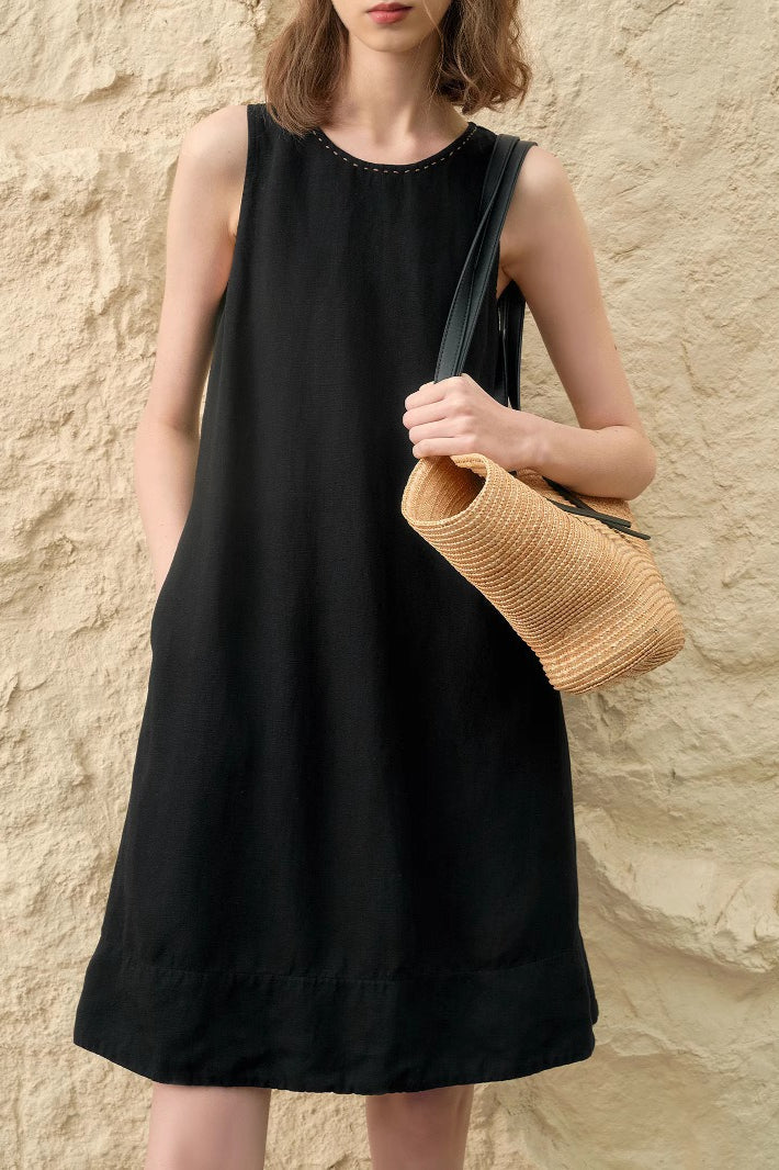 Midikleid mit Leinen