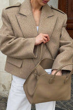Mantel mit Wolle in Khaki
