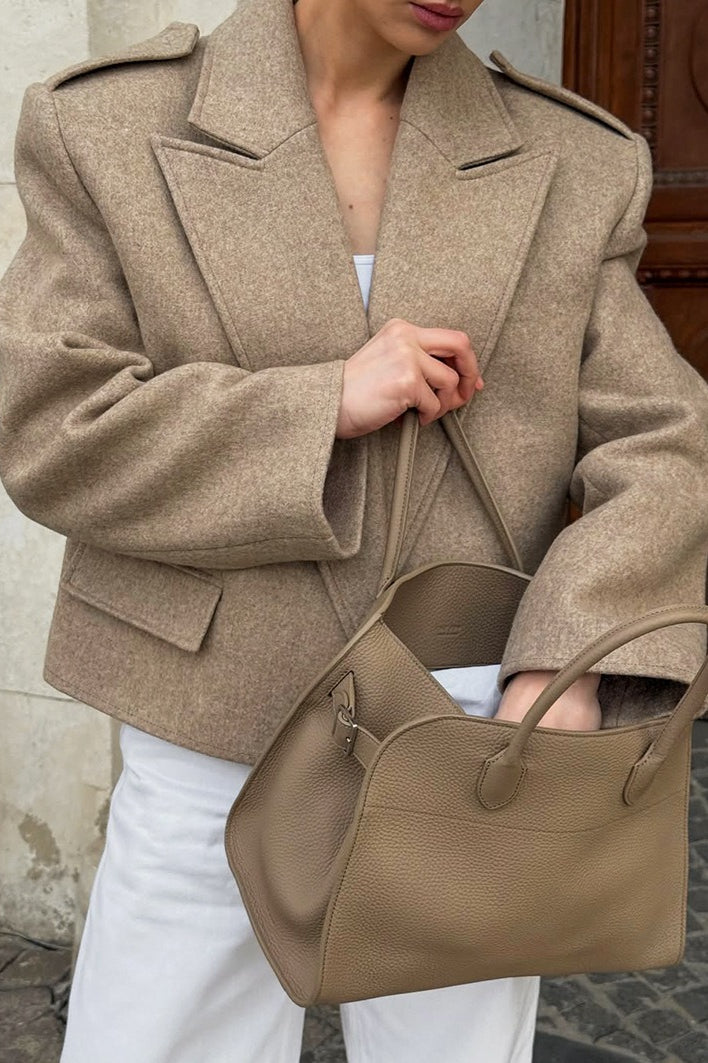 Mantel mit Wolle in Khaki