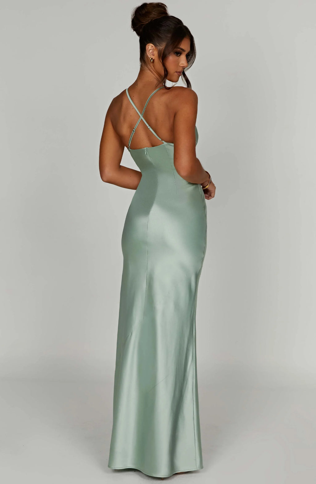 Miriam – Satin-Maxikleid mit Neckholder und Falten