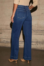 Jeans mit weitem Bein und hoher Taille in Schwarz