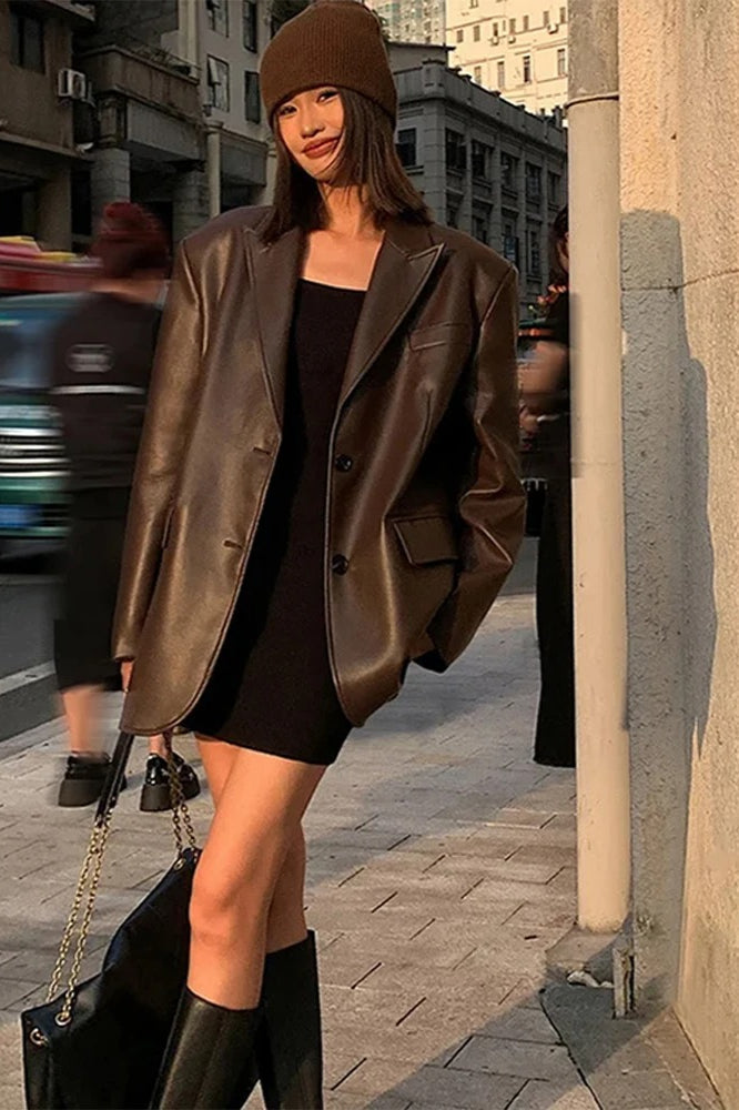Blazer mit Kunstleder