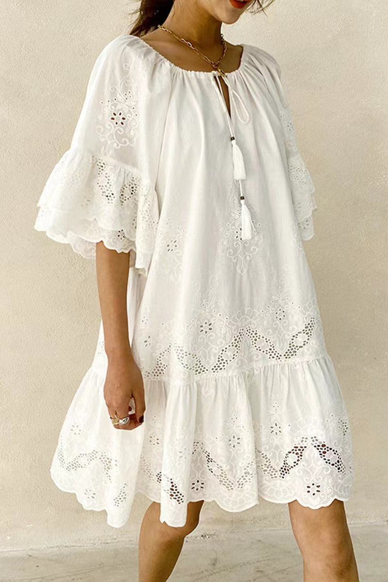 Kleid mit Spitze und Baumwolle