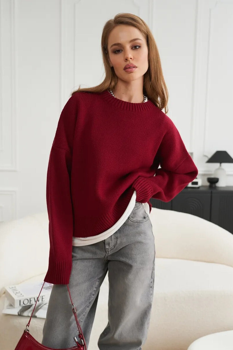 Locker geschnittener Pullover mit Strickstruktur in Weiß