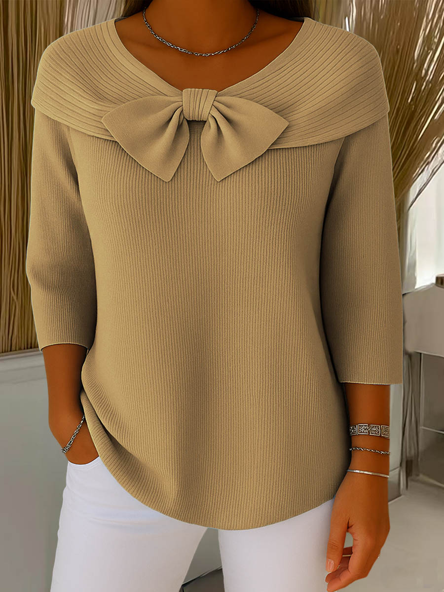 Eleganter Strickpullover mit Schleifendetail