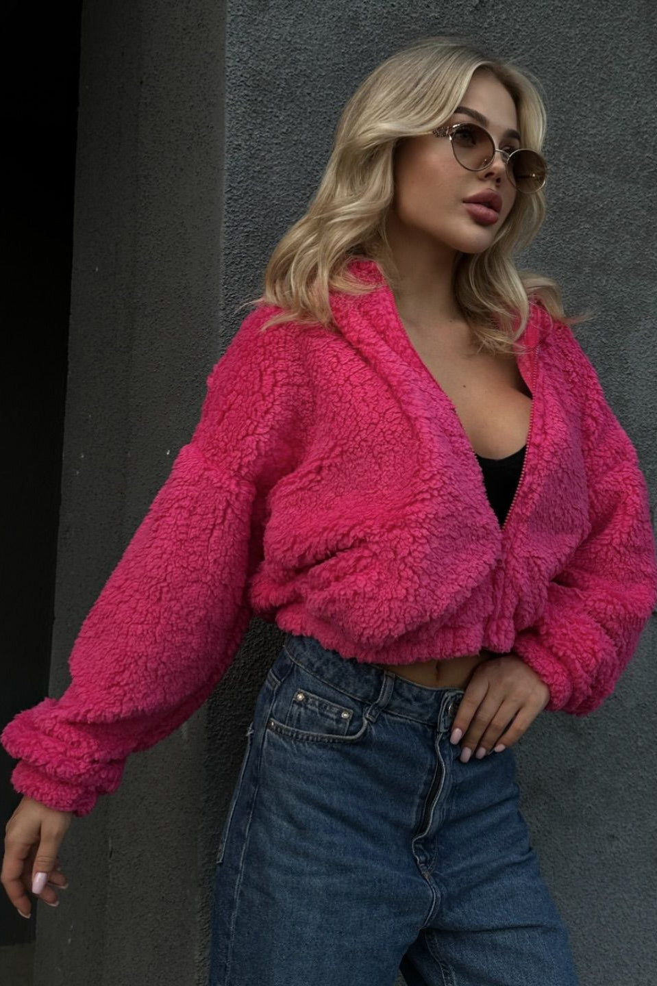 Hoodie mit Reißverschluss in Rosa
