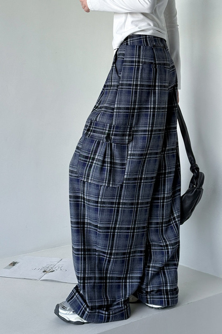 Hose mit Karomuster und Farbblockmuster