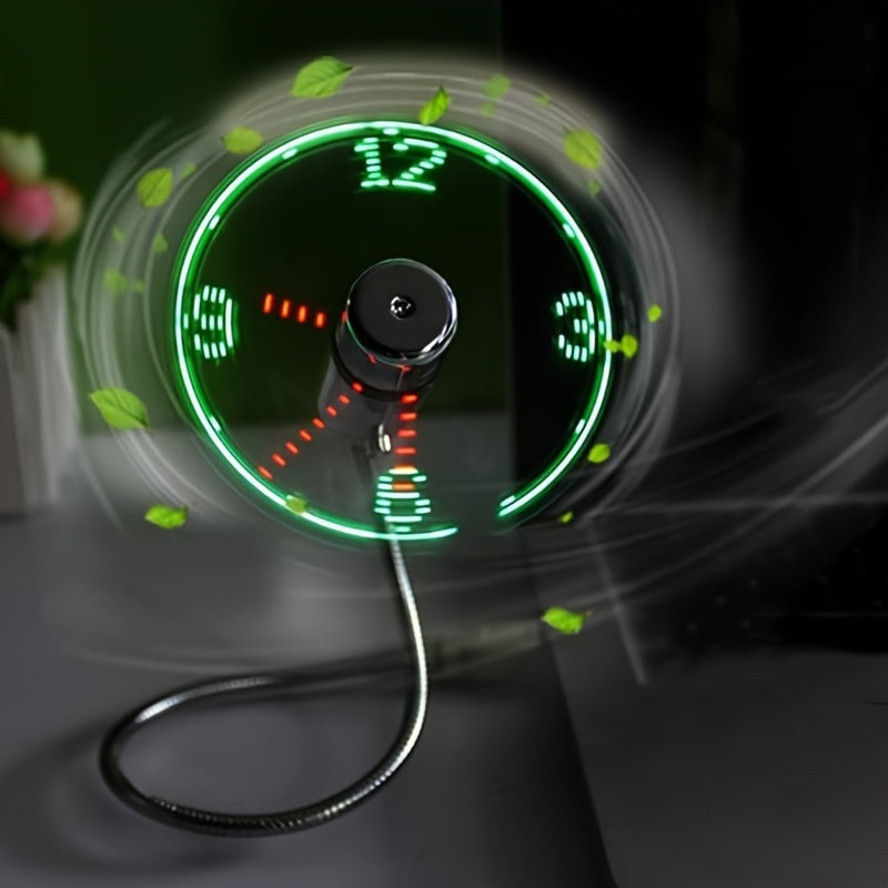 Tragbarer USB LED-Uhrenventilator inklusive Zeitanzeige