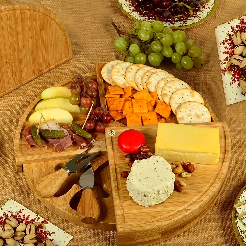 Bamboo Delights Käse- und Snackbrett Set – Originell und Funktional für Gemütliche Momente