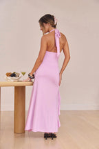 Maxikleid mit Neckholder und Rüschen