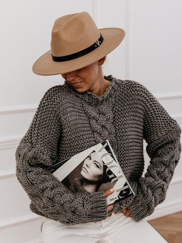 Pullover mit V-Ausschnitt und Strickstruktur