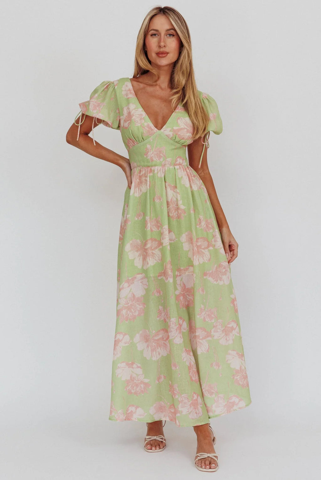 Loveberry – Maxikleid mit Puffärmeln und A-Linien-Rock