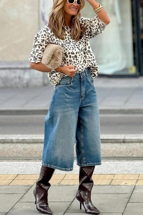 Jeans-Bermudas mit aufgesetzten Taschen