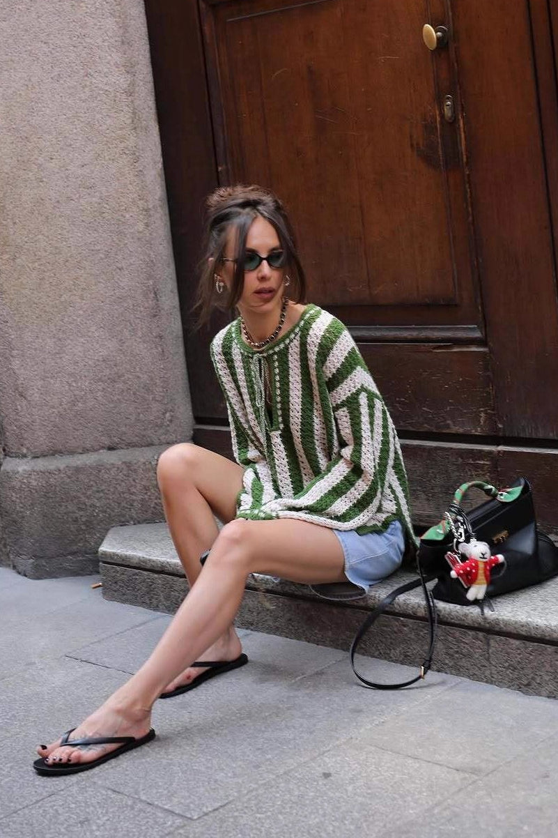Pullover mit Bindedetail und Streifenmuster