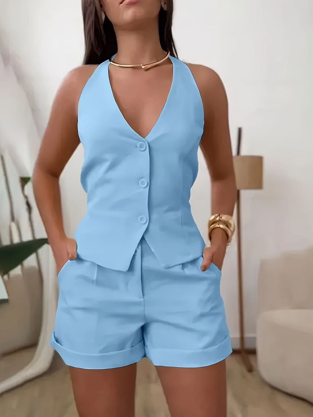 Sommerliches Hellgelbes Set – Weiblich, Frisch sowie Bequem
