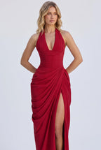 Minette – Spitzen-Maxikleid mit Neckholder und Beinschlitz