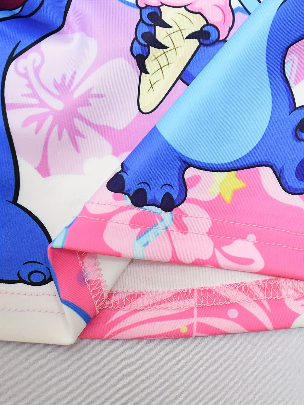 Disney Stitch Mädchen Ärmelloses Rundhalskleid inklusive Schleife & Blumenmuster - Leichter Polyester-Spandex