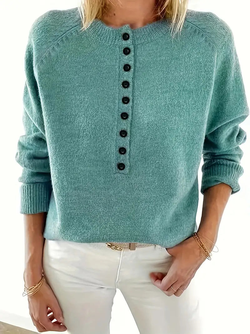 Solider Pullover Mit Halber Knopfleiste