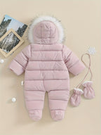 Snowy Baby Strampler – Warmer Winter-Overall inklusive Kapuze für draußen