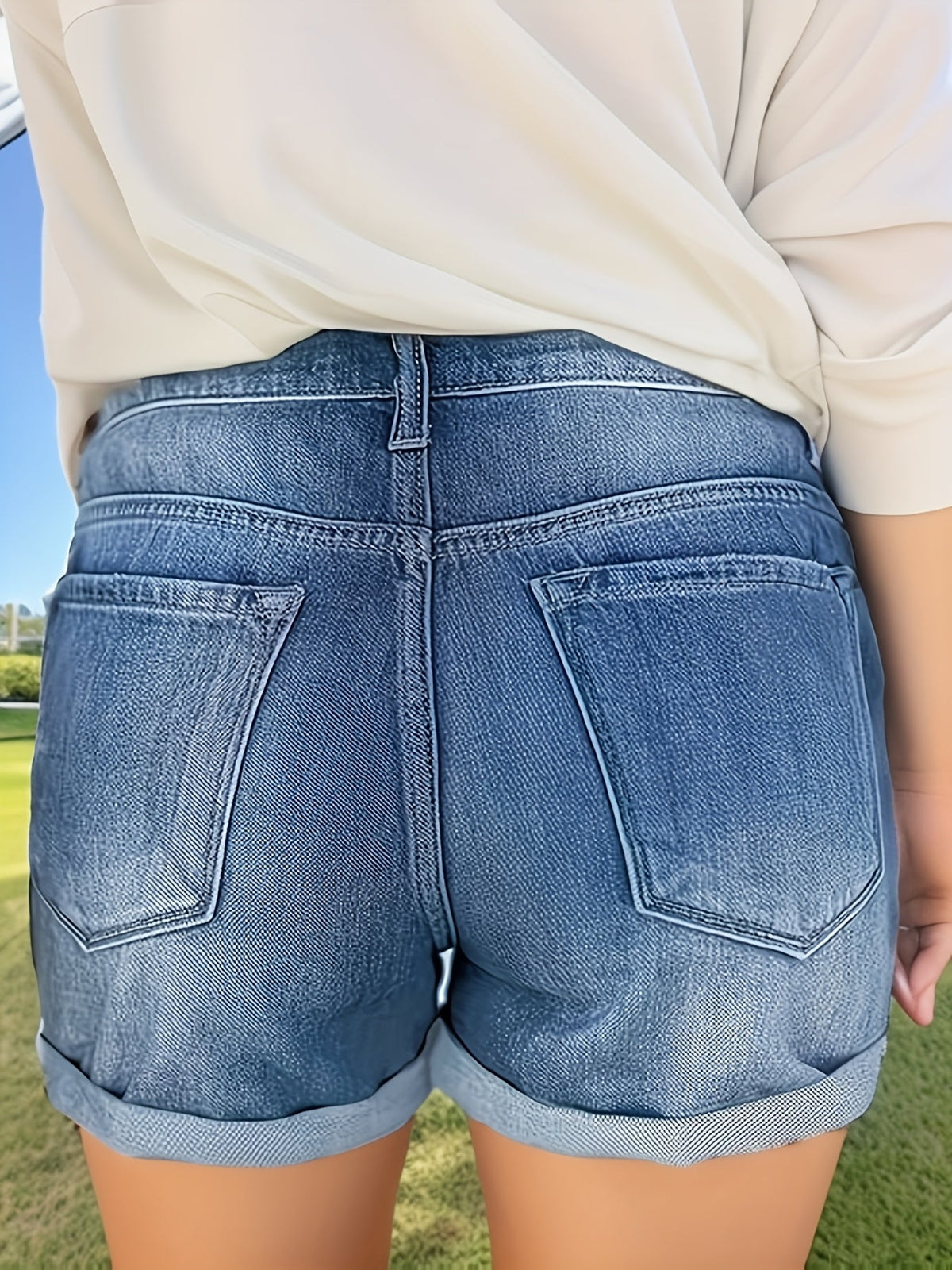 Damen Stretch-Denim-Shorts: Zerrissen & Bequeme Passform