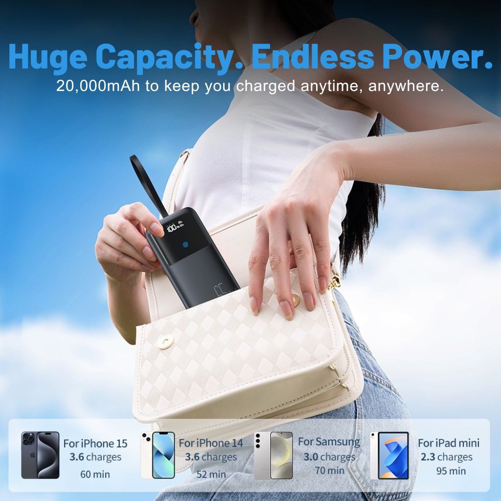 VoltMate Pro 65W – Schlanke Multilade-Powerbank inklusive Touch-Display