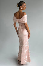 Damen Abendkleid mit Spitze und schulterfreiem Ausschnitt