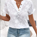 Damen Lockere Sommerbluse - Blumenmuster sowie Fledermausärmel