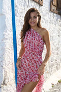Figurbetontes Midikleid mit Blumenmuster