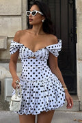 Minikleid mit Aussparungen und Punktemuster
