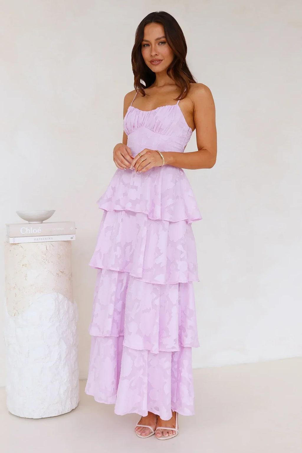 Maxikleid mit Rüschen und Volants