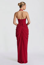 Minette – Spitzen-Maxikleid mit Neckholder und Beinschlitz