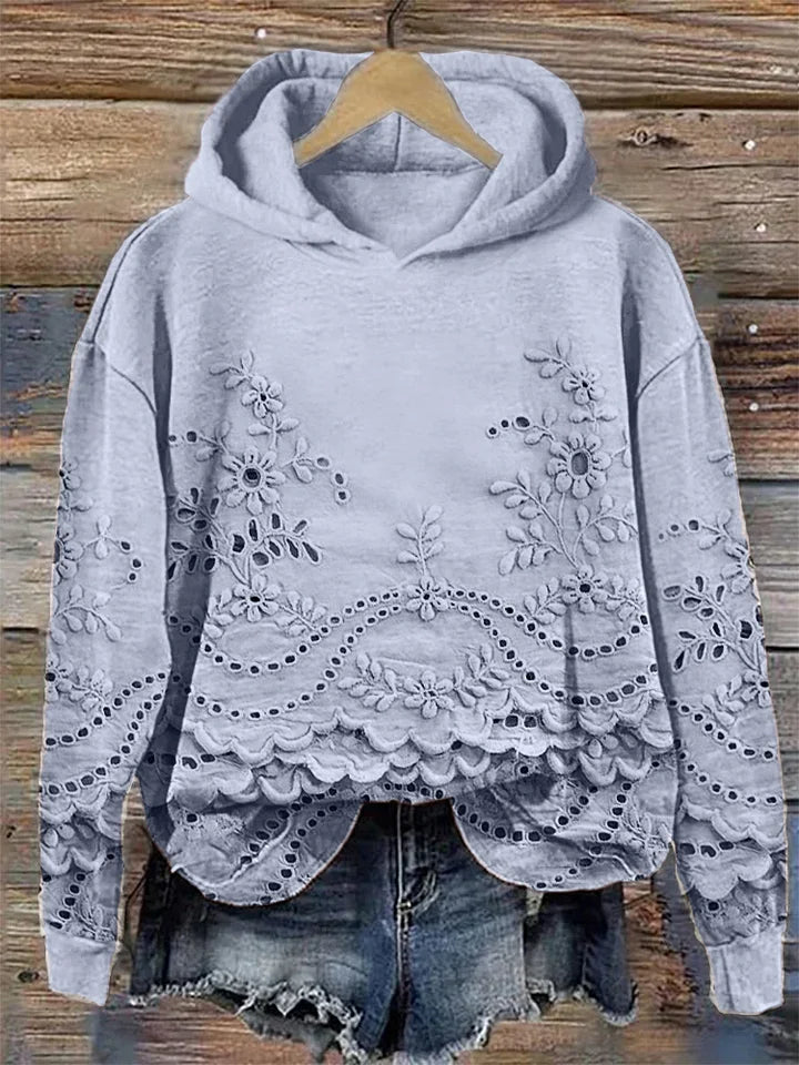 Gemütlicher Kapuzenpullover mit floralem Muster