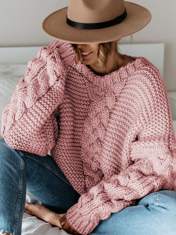 Pullover mit V-Ausschnitt und Strickstruktur