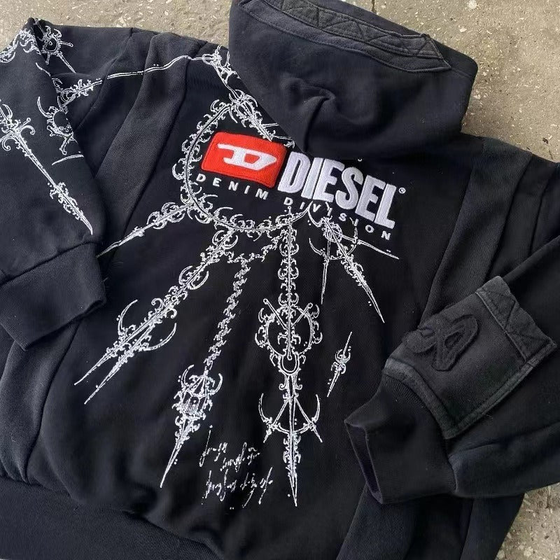 Hoodie mit Reißverschluss in Schwarz