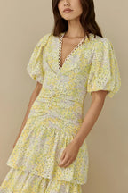Corinna – Spitzen-Maxikleid mit Puffärmeln und Volants