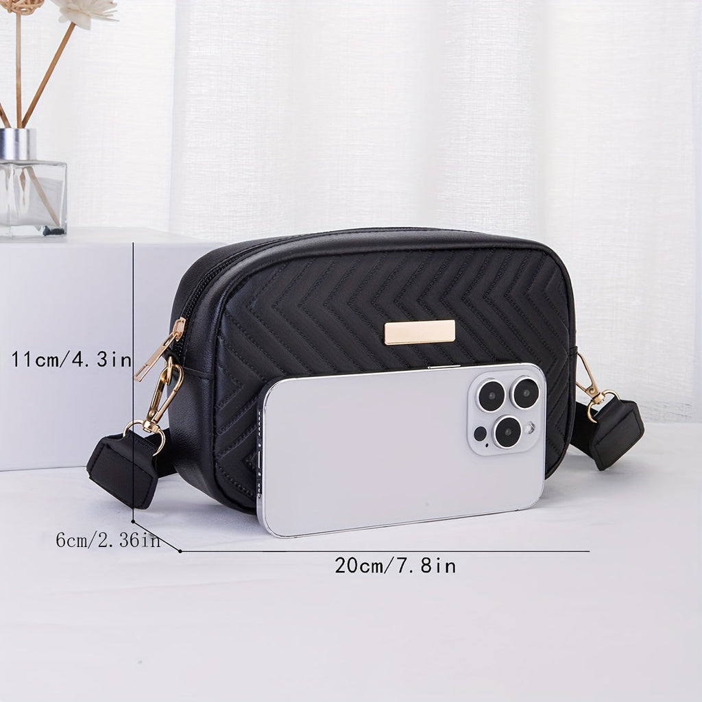 Elegante leicht Damenhandtasche – Gestreift und Gepolstert mit Goldener Hardware