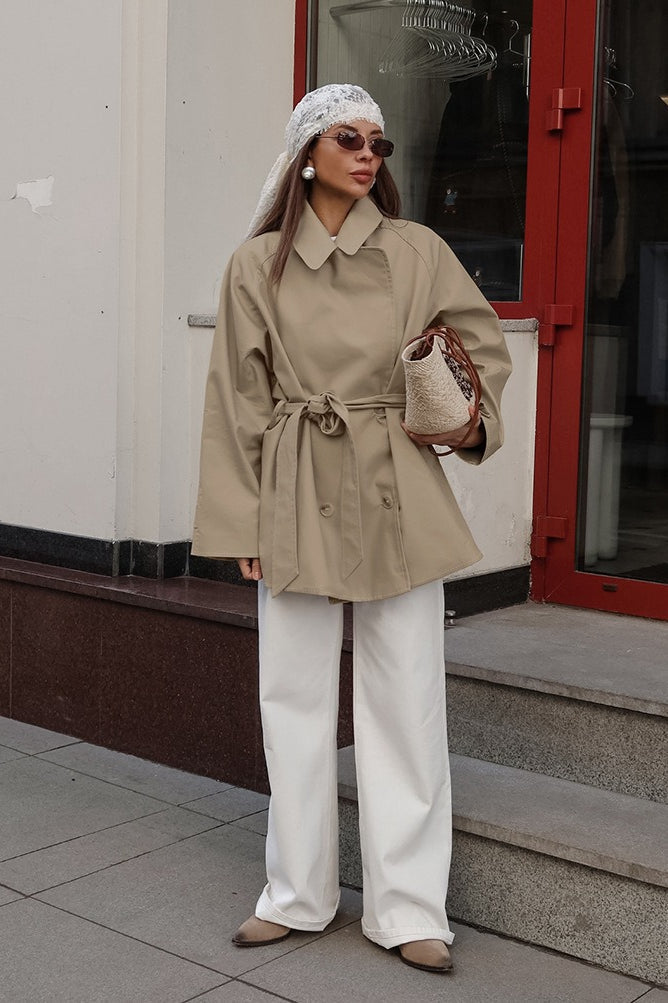 Gürtel im Vintage-Stil in Khaki mit Reverskragen
