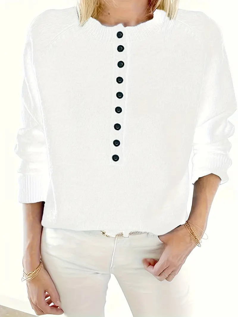 Solider Pullover Mit Halber Knopfleiste