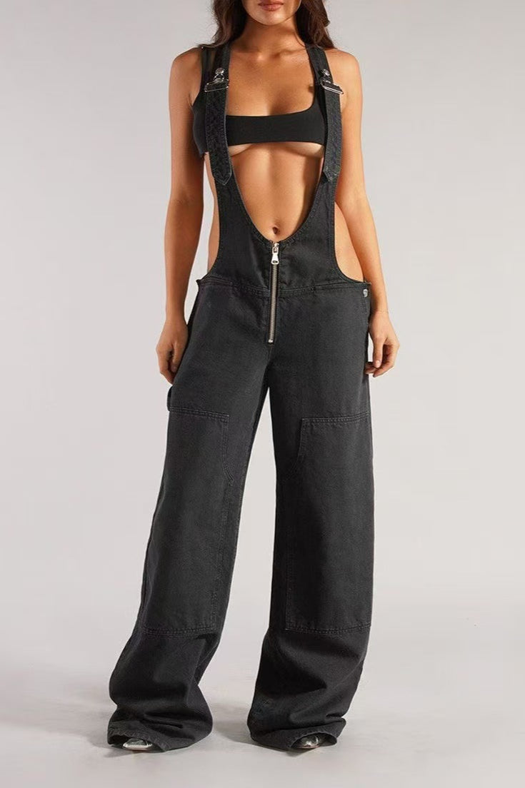 Jeans mit weitem Bein und niedriger Taille in Blau