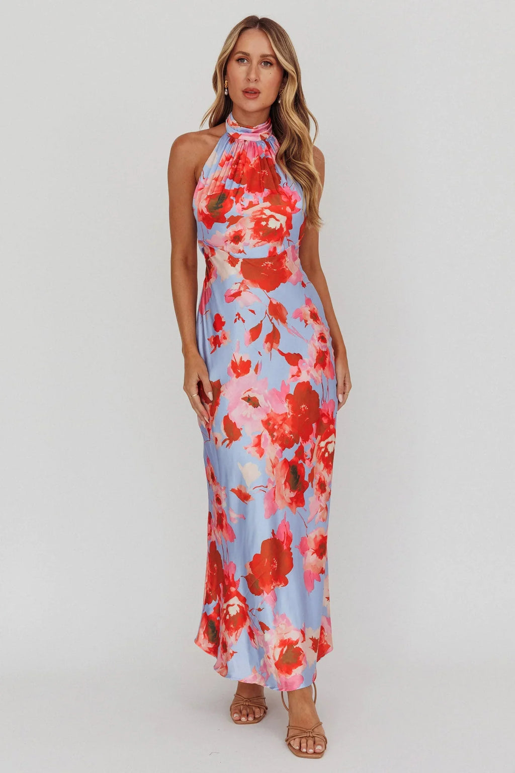 Shana – Maxikleid mit Neckholder und Blumenmuster