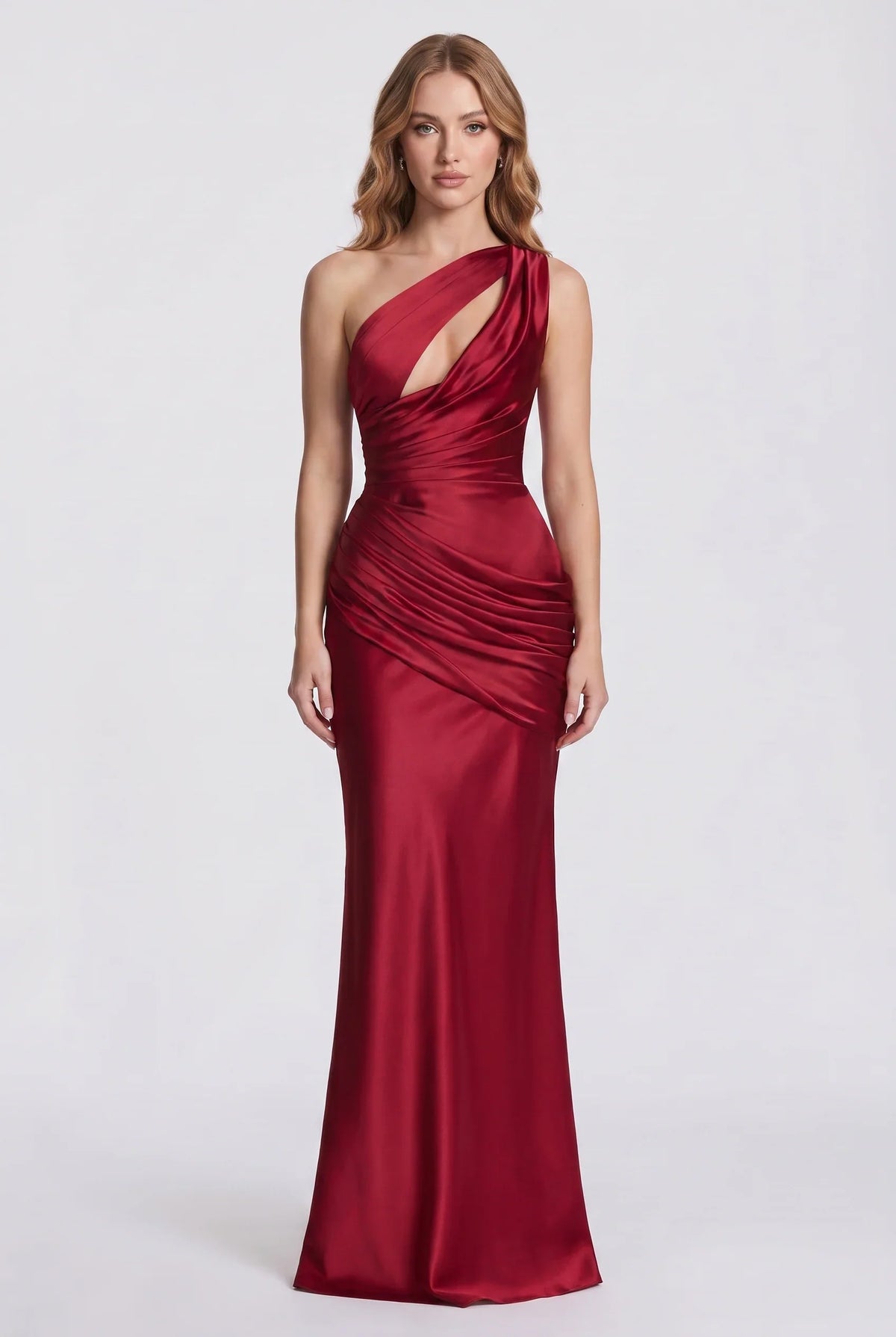 Twisted – Satin-Maxikleid mit Cut-outs
