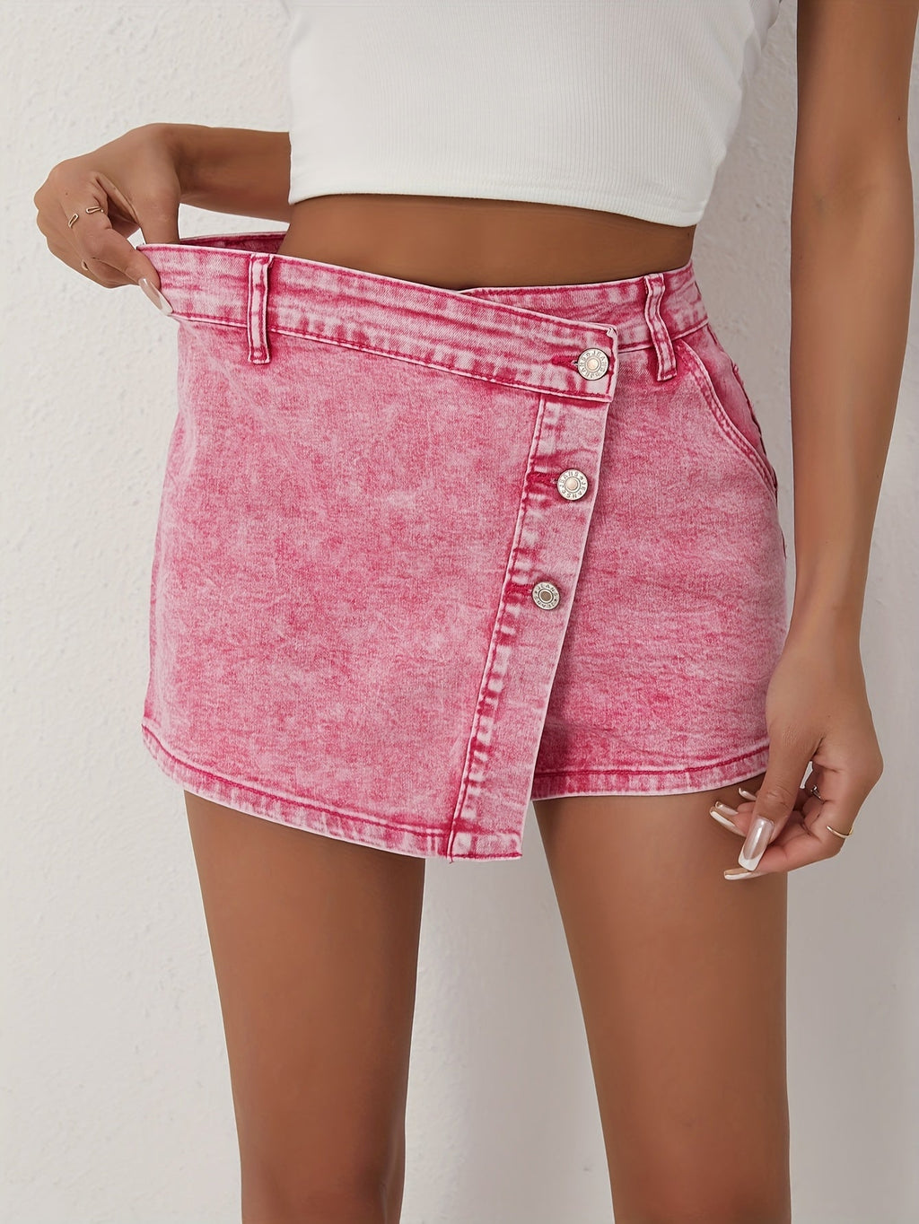Stretch-Denim-Skort für Damen – Slim Fit sowie Asymmetrisch
