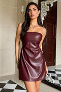 Trägerloses Minikleid in Claret